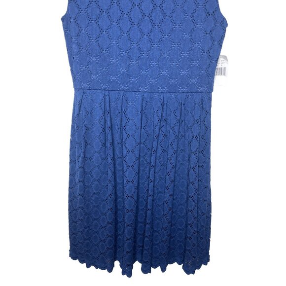 Ronni Nicole Blue Eyelet Lace Pleated Dress Women’s Size 14 - Picture 3 of 11